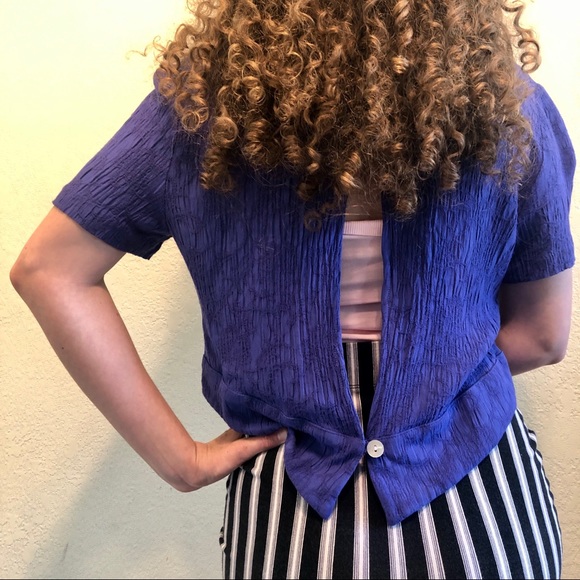 Vintage indigo button-down blouse - Picture 3 of 7